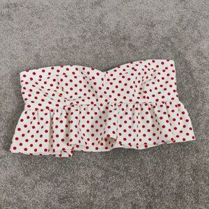 Zara Polka Dot Strapless Crop Top - Size Large Size Large Red Cream NEW